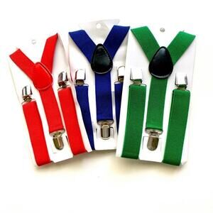 toddler clip Suspenders Infant Adjustable set bundle nwot boys red, green blue